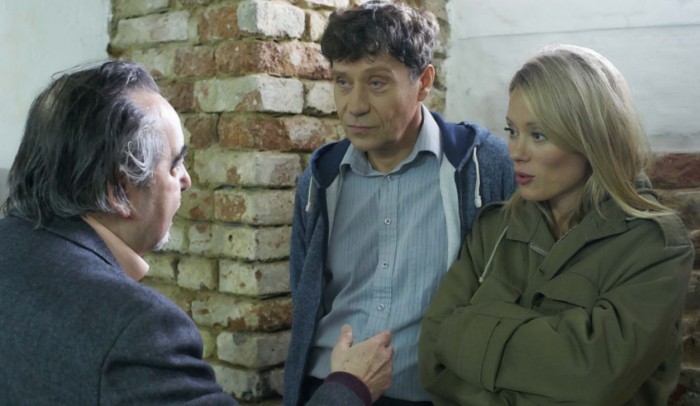 Režisér Dušan Klein s Pavlem Křížem a Lindou Rybovou