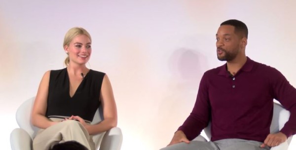 Margot Robbie a Will Smith na tiskovce Focus
